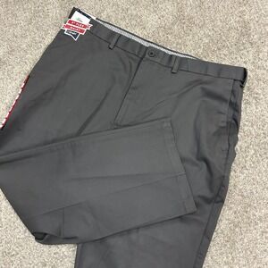 Haggar Work to Weekend Pro Trousers Pants 42x29 Charcoal Relaxed Fit Flat New